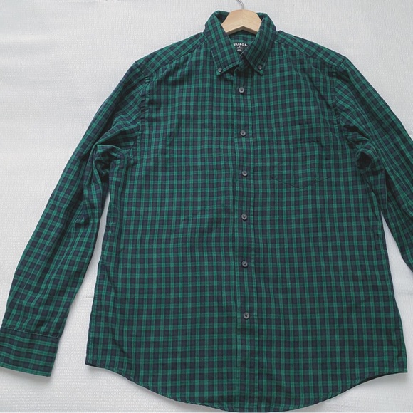 Green & Navy Blue Checkered Flannel - Picture 2 of 10